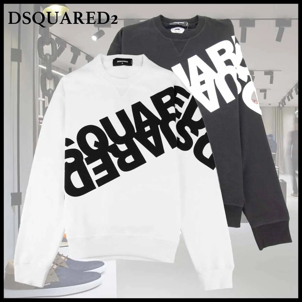 D SQUARED2  |Crew Neck Pullovers Unisex Street Style Long Sleeves Plain