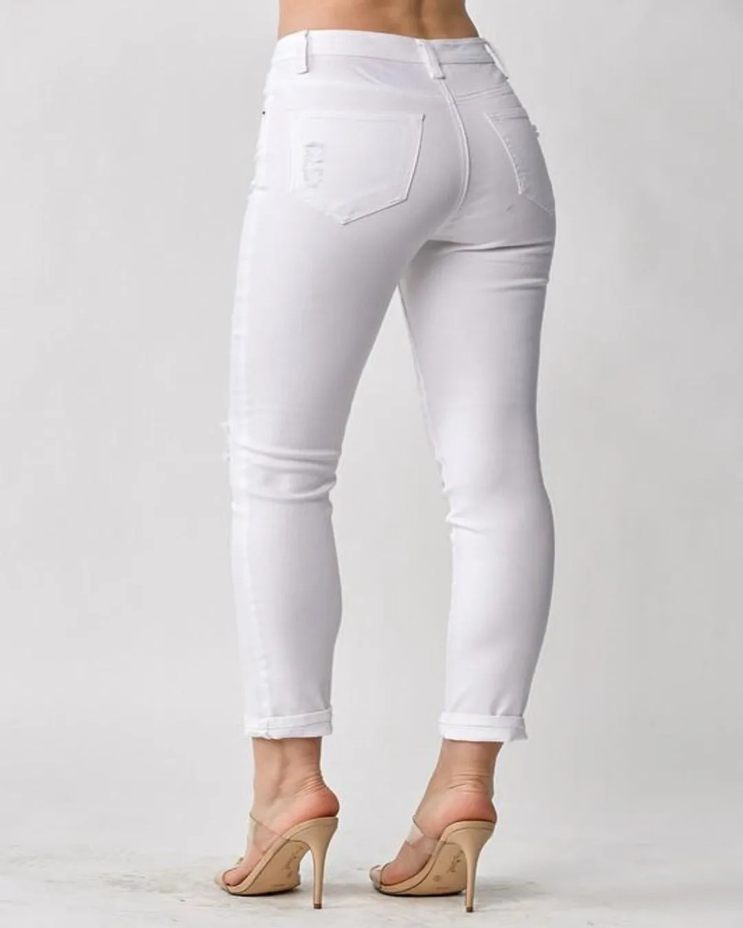 Distressed White Skinny Pants