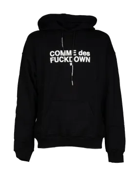 Felpa COMME des FUCKDOWN cappuccio stampa logo nero