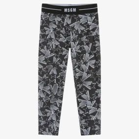 Girls Black Star Print Leggings