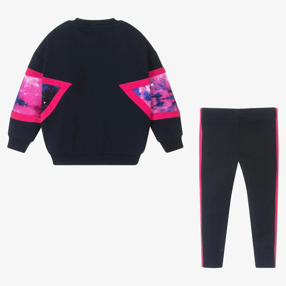 Girls Blue & Pink Leggings Set