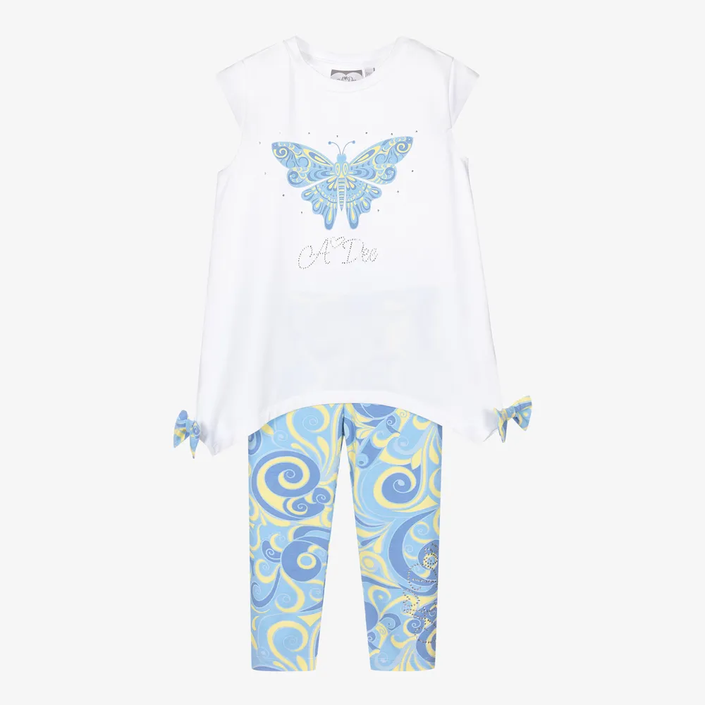 Girls Blue Swirl Leggings Set