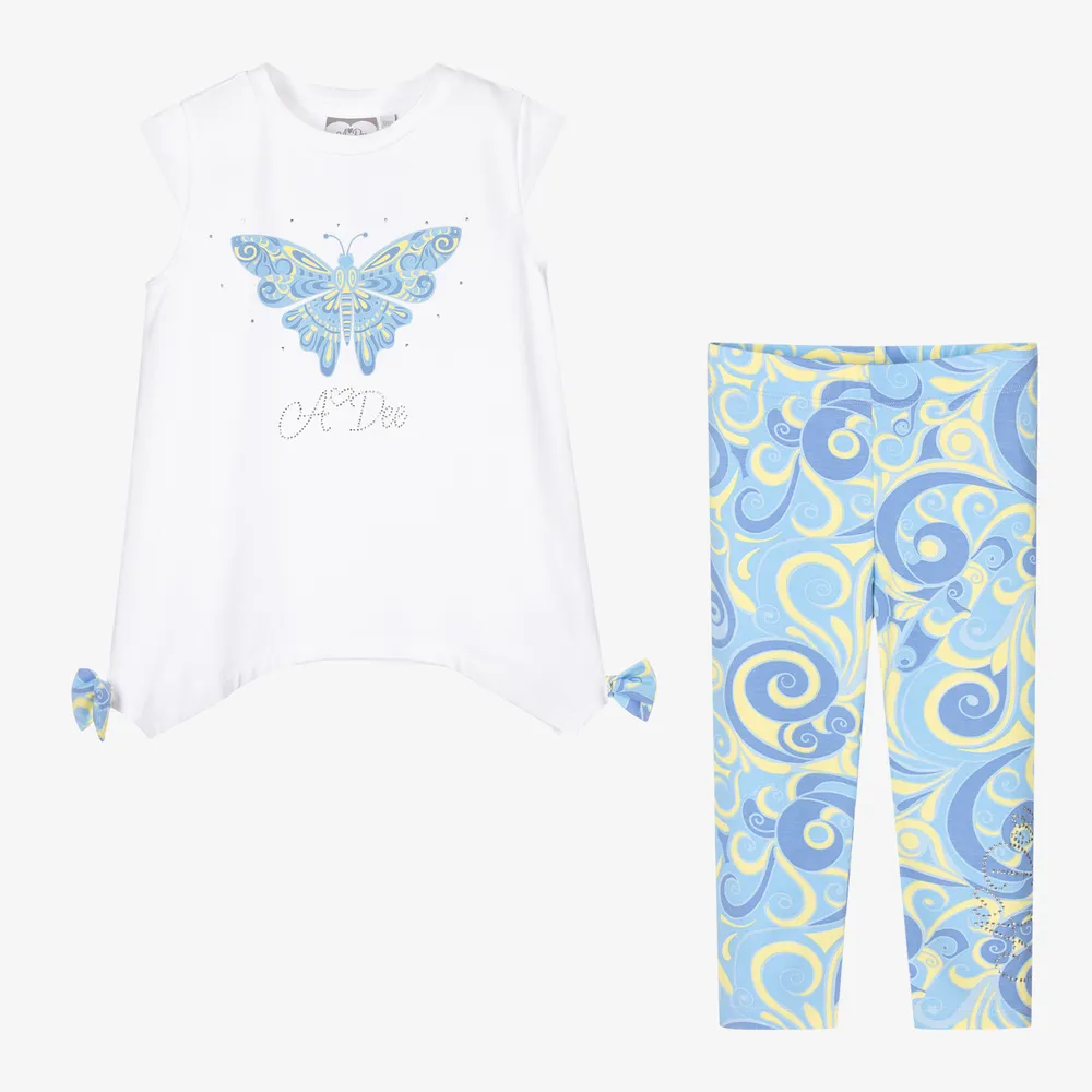 Girls Blue Swirl Leggings Set