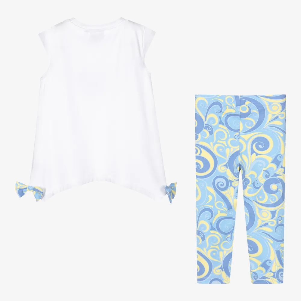 Girls Blue Swirl Leggings Set