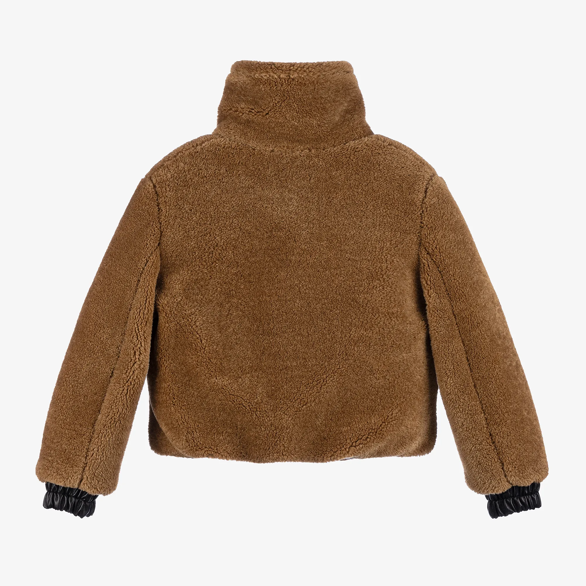 Girls Brown Teddy Fleece Jacket 