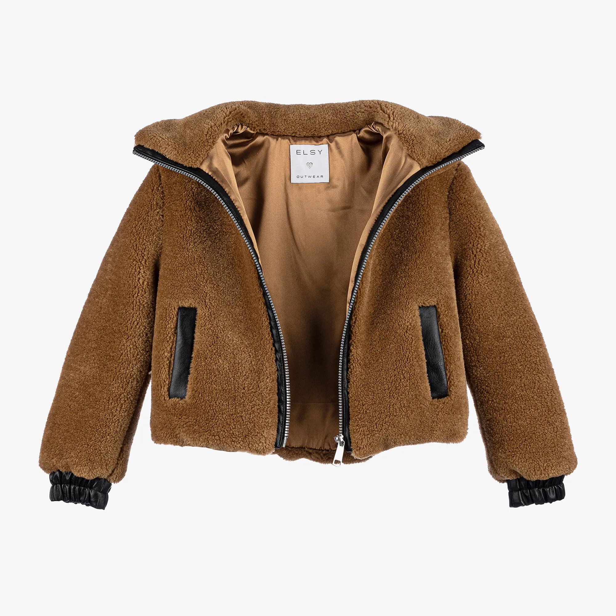 Girls Brown Teddy Fleece Jacket 