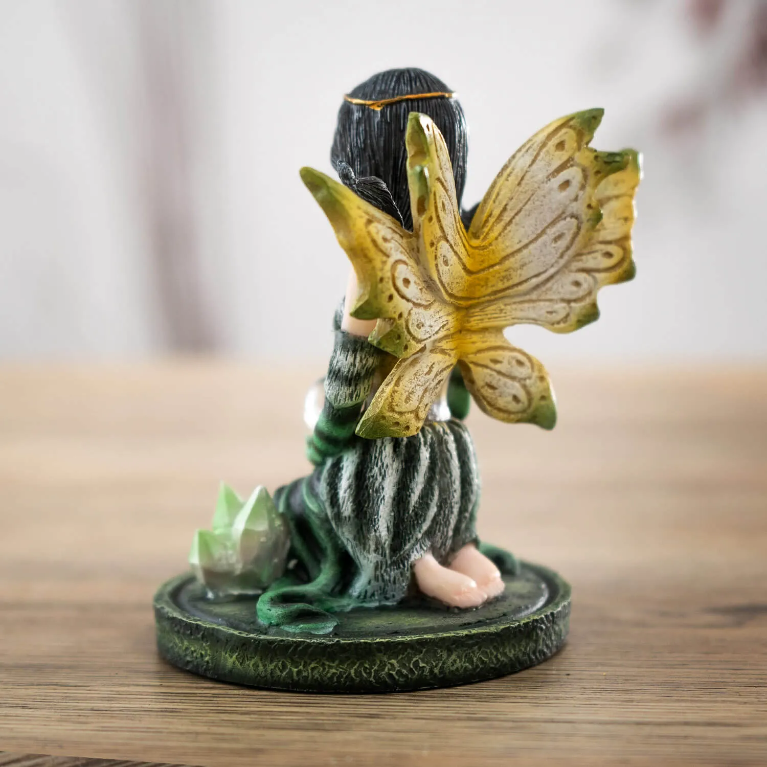 Green Crystal Ball Fairy Figurine