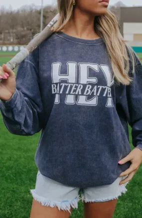 Hey Batter Batter Navy Corded Sweatshirt