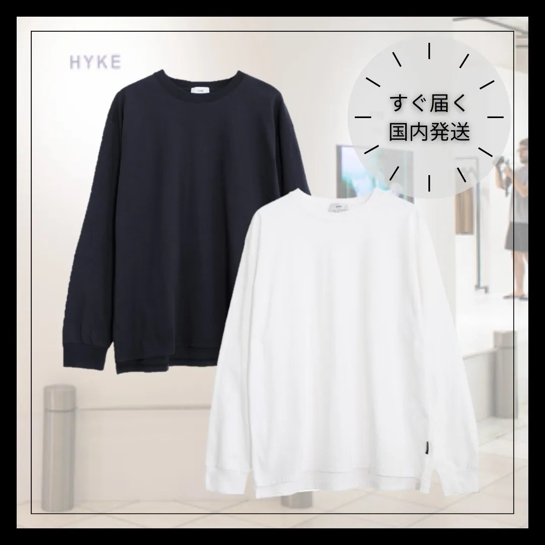 Hyke  |Crew Neck Unisex Street Style Long Sleeves Plain Cotton