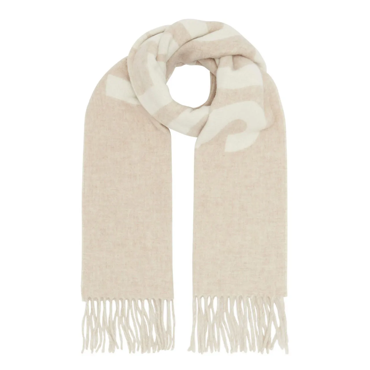 JACQUEMUS Lécharpe Fringe Logo Scarf - Multi Beige