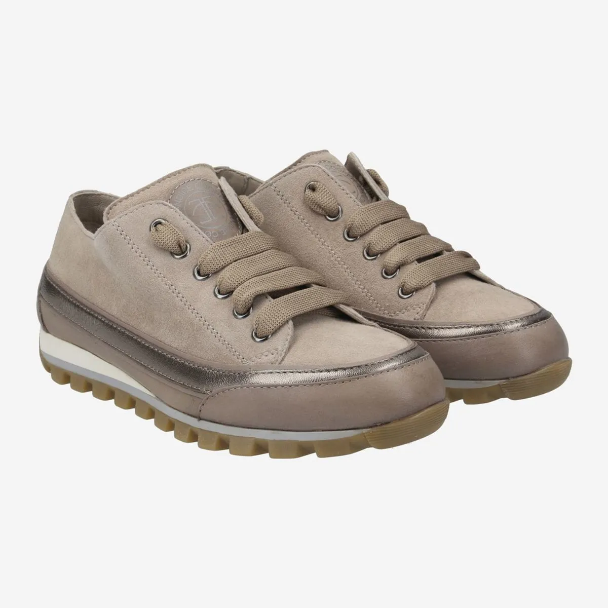 Janis Low Sneaker - Strip Taupe Gold Metallic