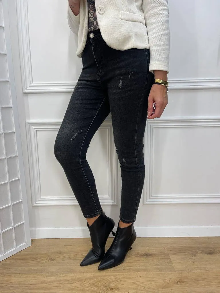 Jeans Con Strappetti Grigio