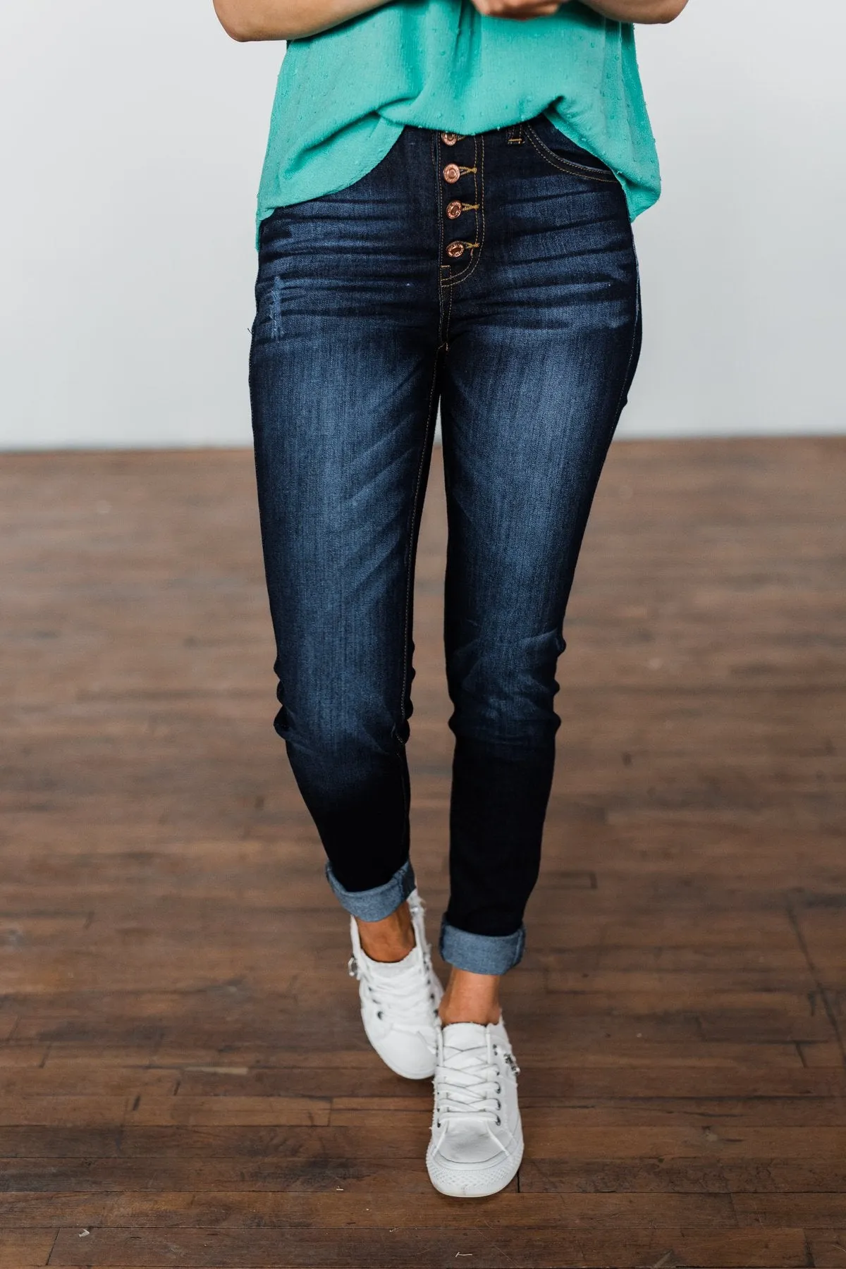 KanCan Button Fly Jeans- Dark Hope Wash