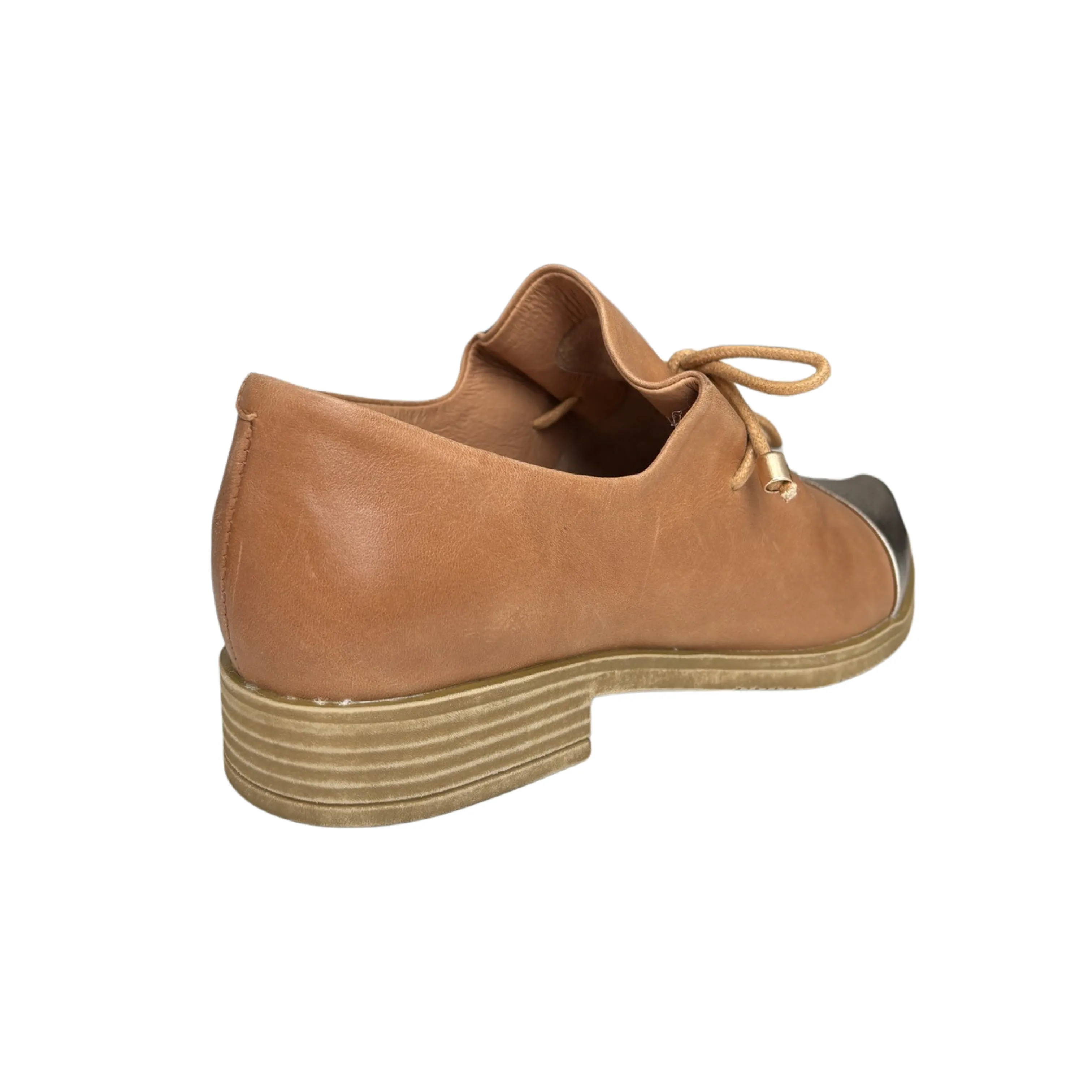 Kotty Tan Leather/Champagne Toe Flat