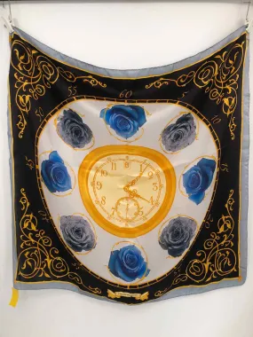 LAURA BIAGIOTTI Black Yellow Silk Has tag! Clock Scarf