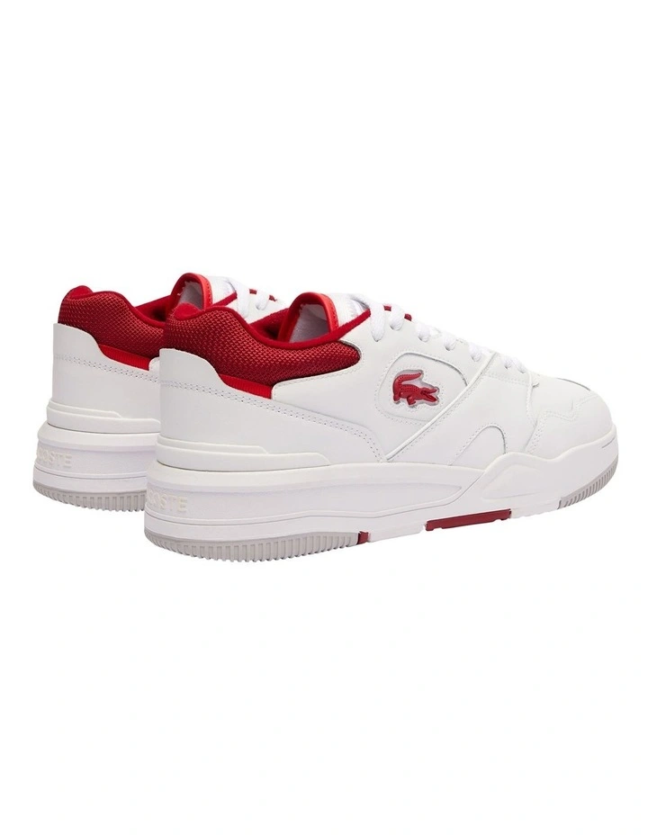 Lineshot Contrasted Collar Leather Sneaker in Wht/Red