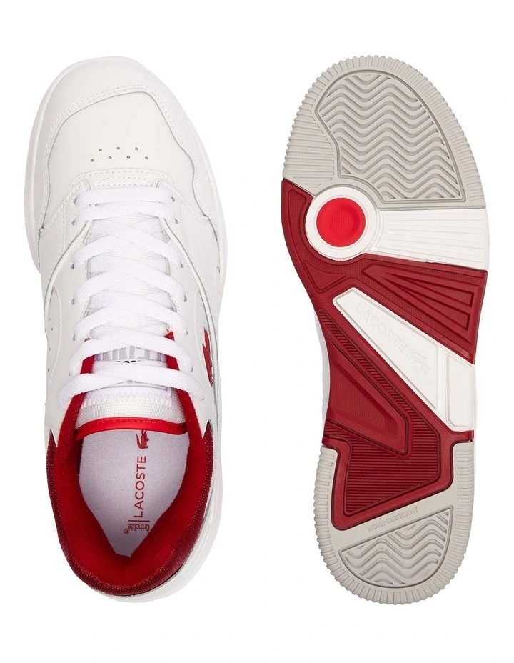 Lineshot Contrasted Collar Leather Sneaker in Wht/Red