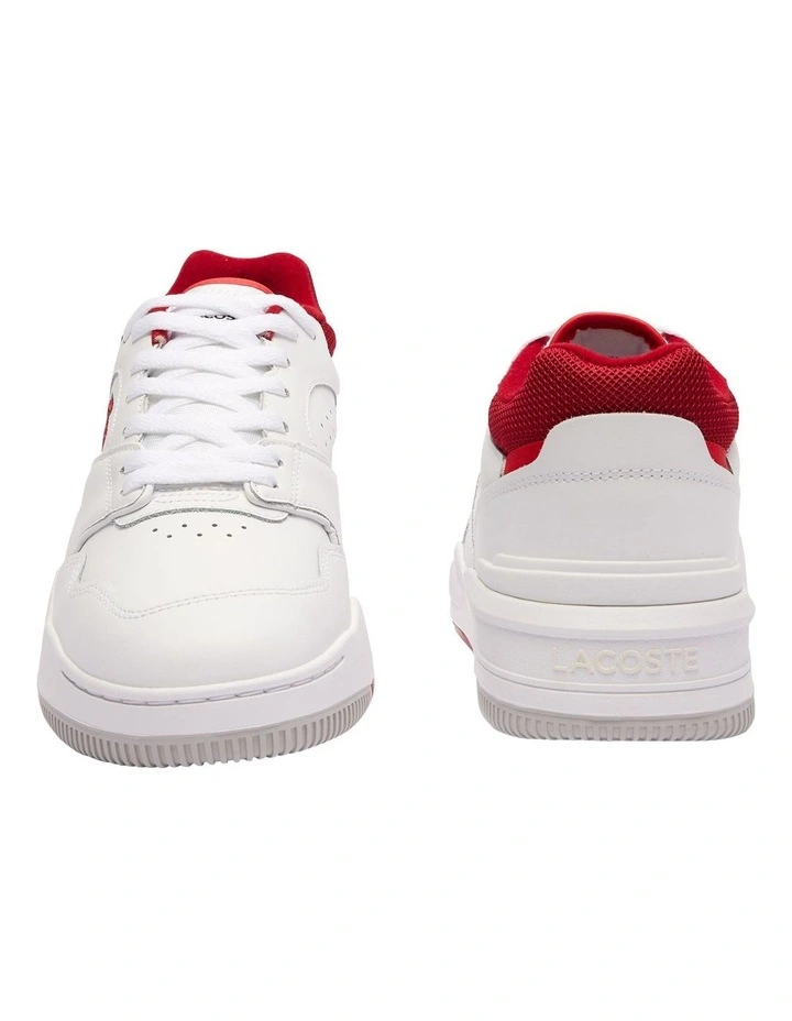 Lineshot Contrasted Collar Leather Sneaker in Wht/Red