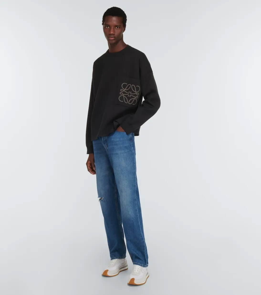 LOEWE  |Crew Neck Pullovers Street Style Long Sleeves Plain Cotton