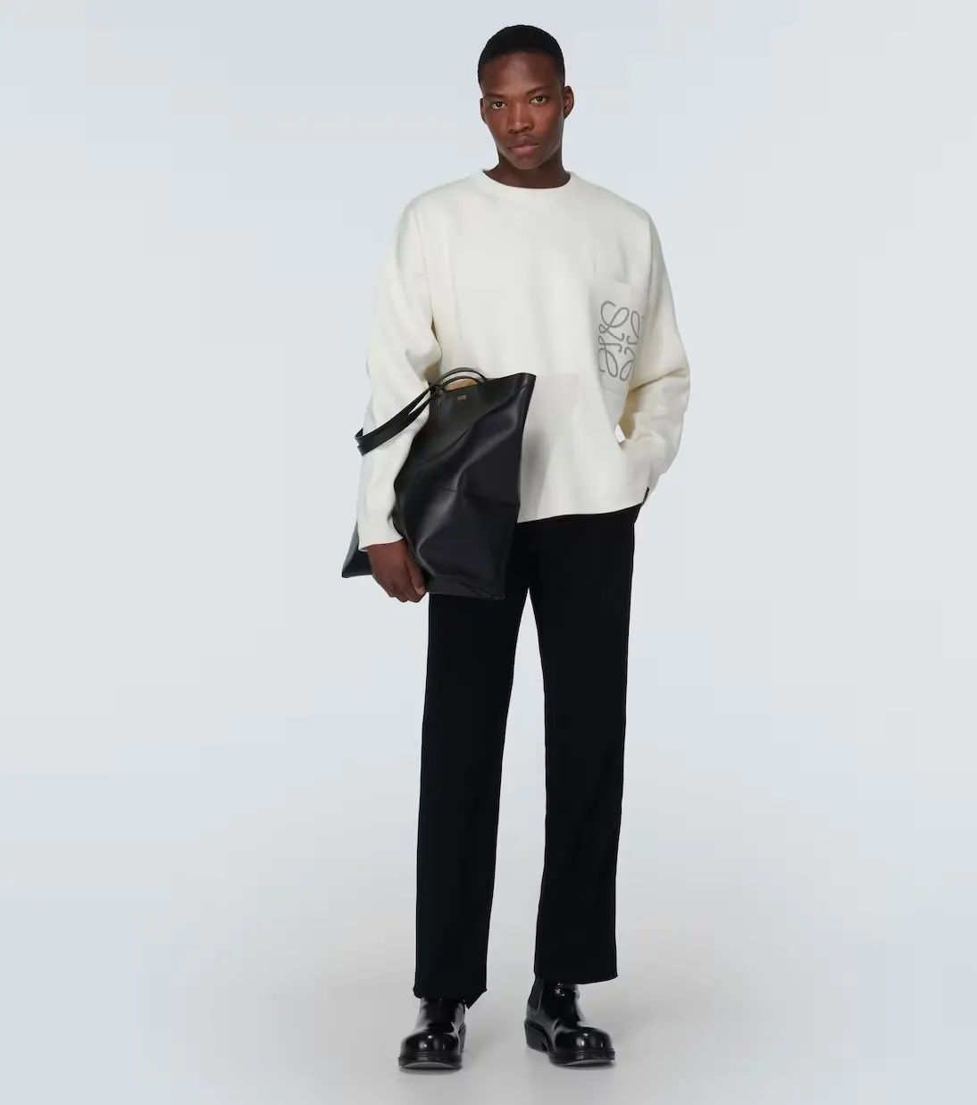 LOEWE  |Crew Neck Pullovers Street Style Long Sleeves Plain Cotton