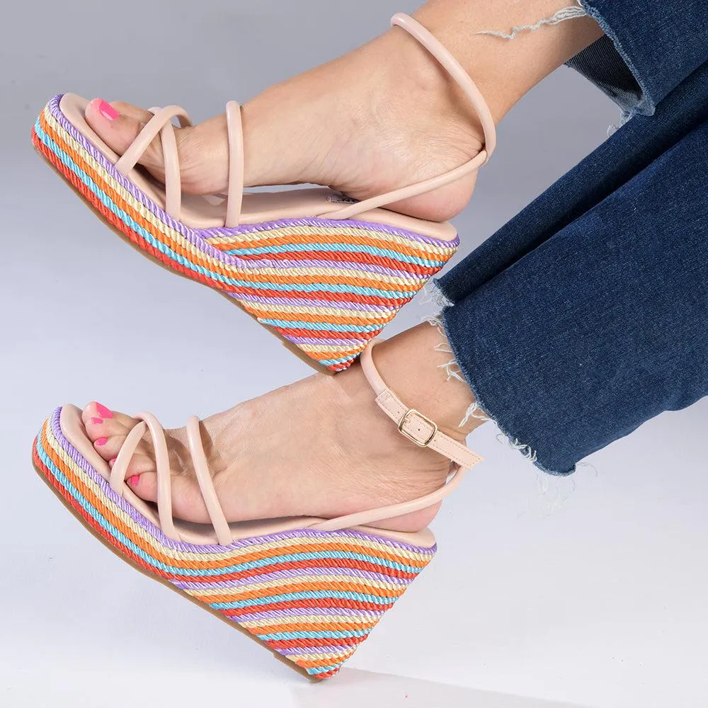 Madison Azalia Rope Wedge Sandal  - Nude