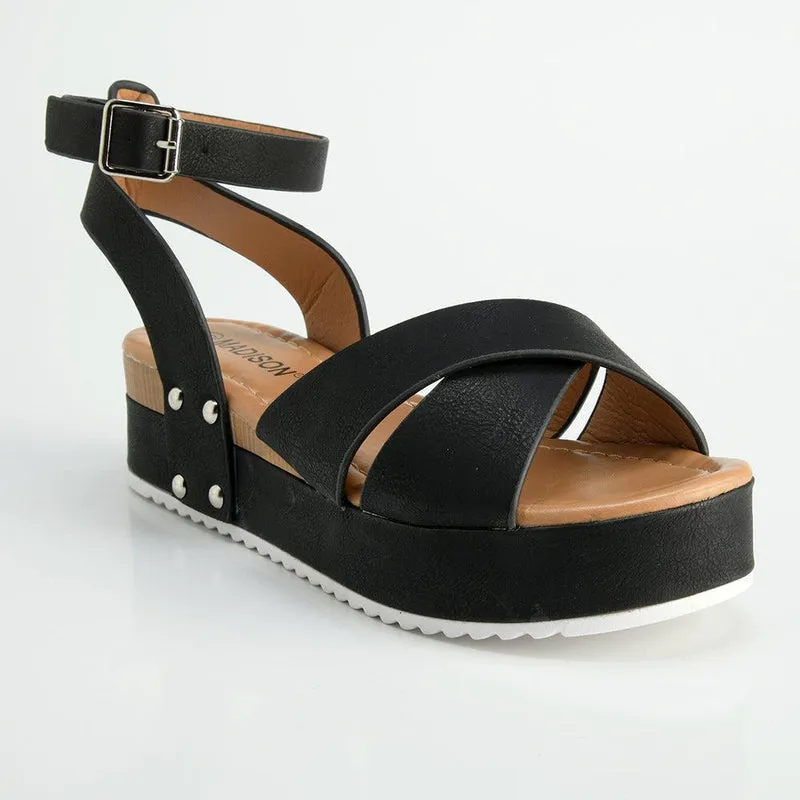 Madison Kali Cross Strap Sandal - Black