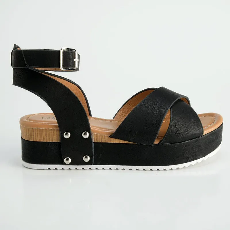 Madison Kali Cross Strap Sandal - Black