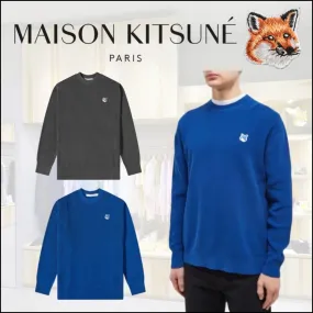 MAISON KITSUNE  |Crew Neck Pullovers Unisex Long Sleeves Plain