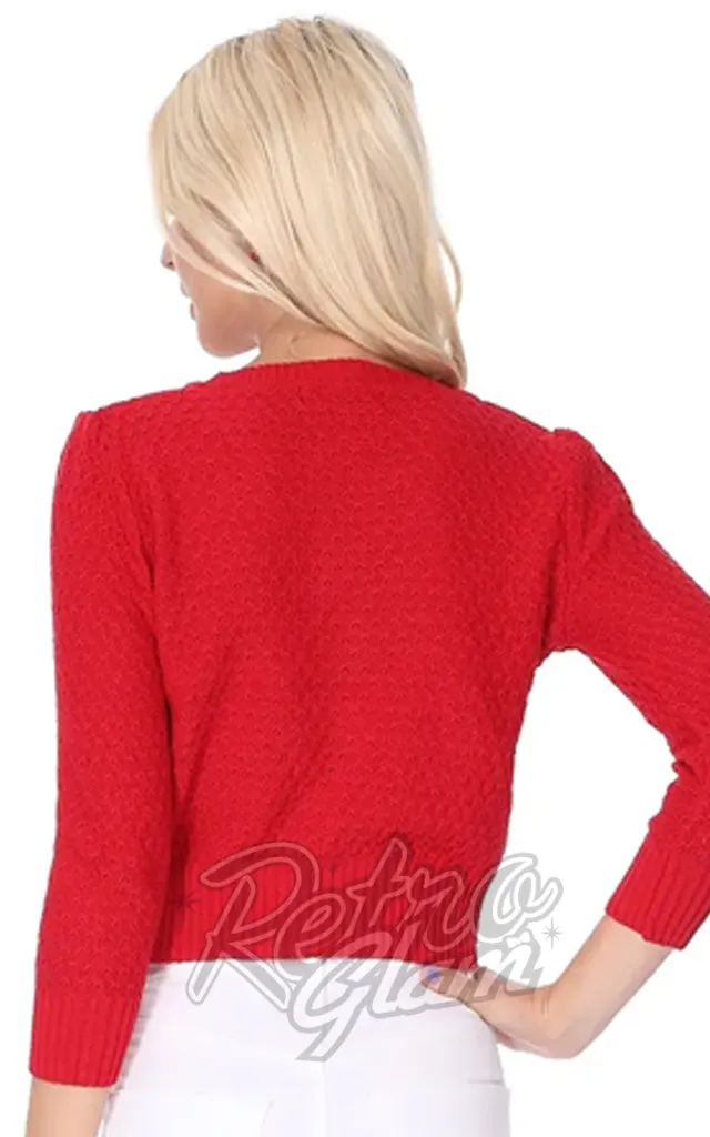 Mak Textured Cardigan in Red