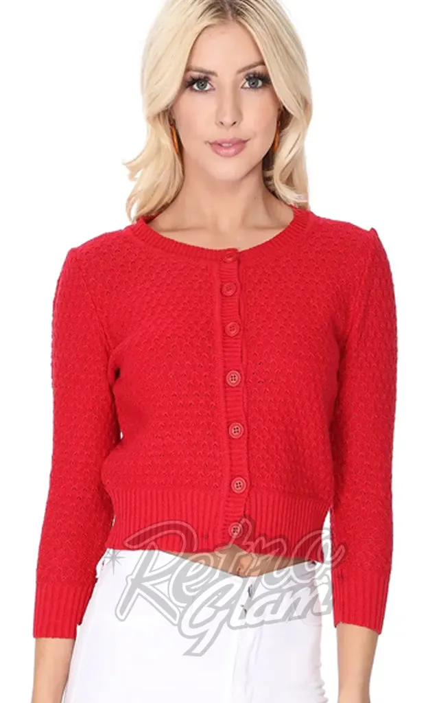 Mak Textured Cardigan in Red