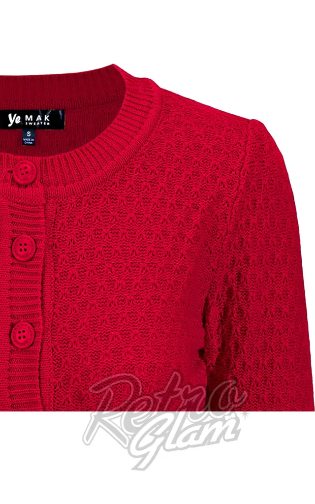 Mak Textured Cardigan in Red