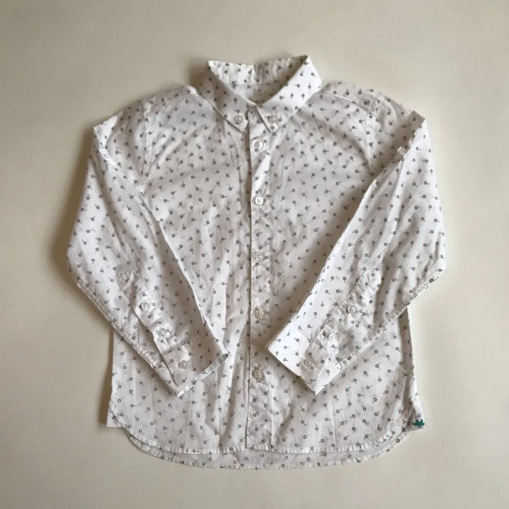 Marie-Chantal White Cotton Print Shirt: 5 Years