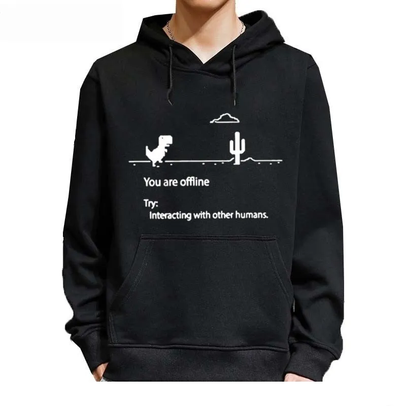 Men's Winter Daily Fashion Funny Dinosaur Printed Hoodie Sweatshirts