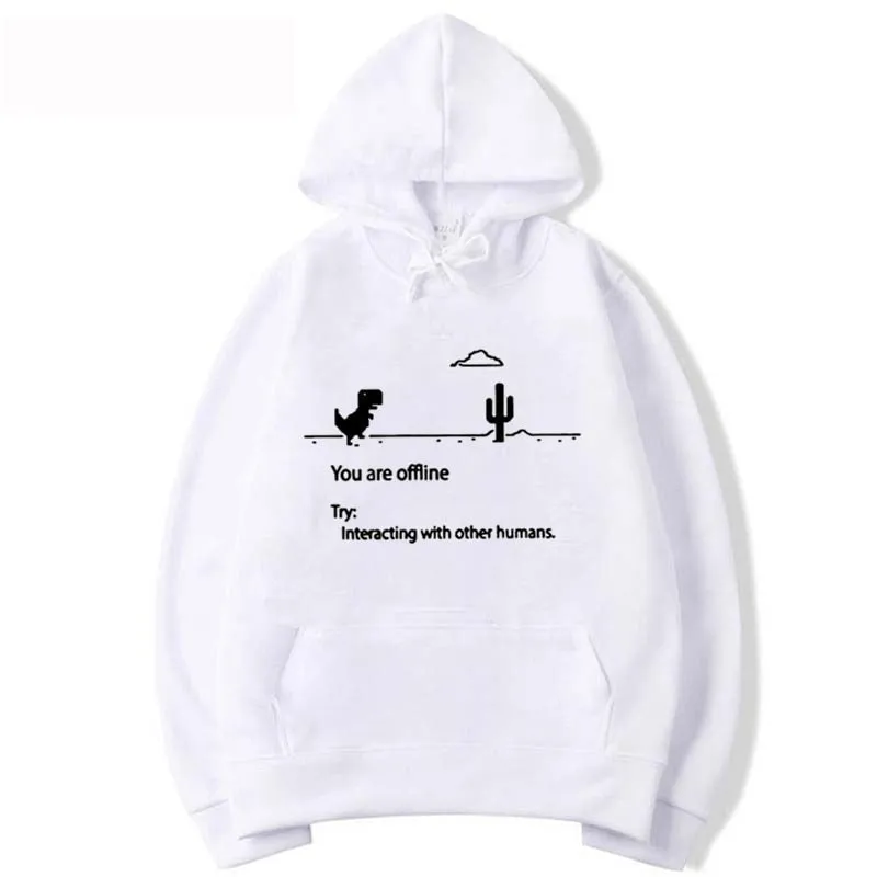 Men's Winter Daily Fashion Funny Dinosaur Printed Hoodie Sweatshirts