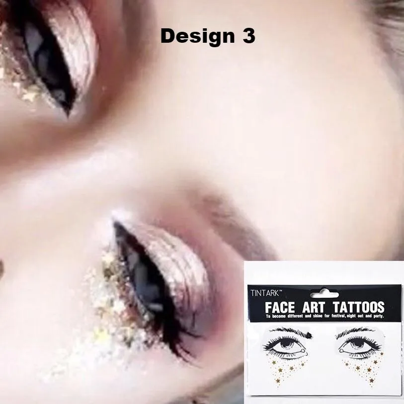 Metallic Face Temporary Tattoo Jewels - 11 Designs