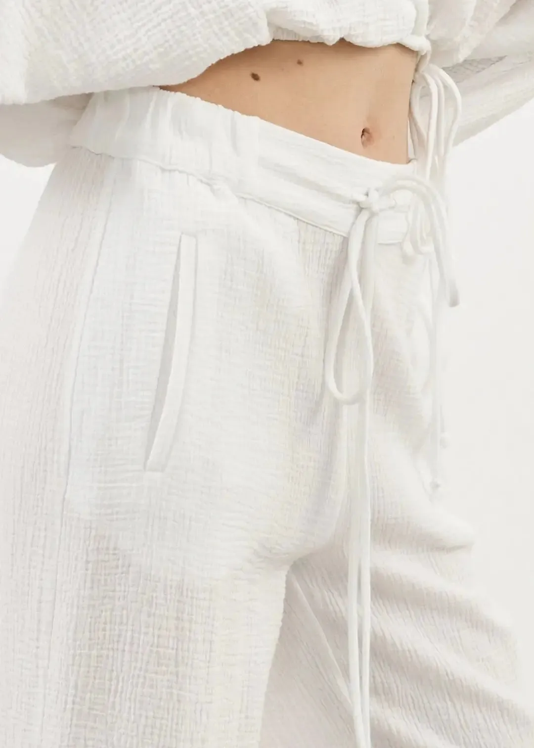 Mia Cotton Pants - White