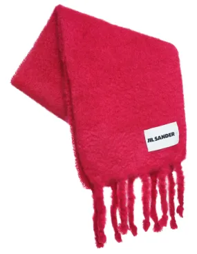 Mohair Knitted Scarf - Red