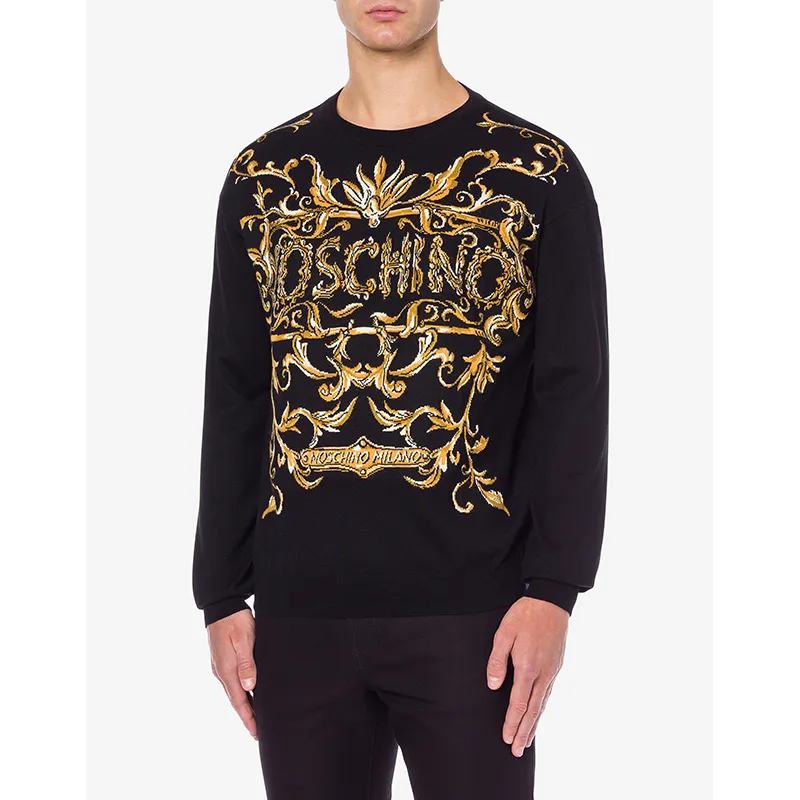 Moschino  |Crew Neck Pullovers Wool Street Style U-Neck Long Sleeves