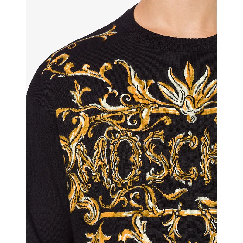 Moschino  |Crew Neck Pullovers Wool Street Style U-Neck Long Sleeves