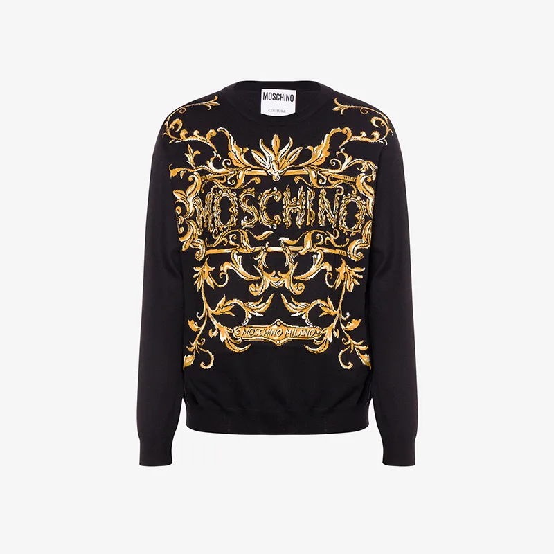 Moschino  |Crew Neck Pullovers Wool Street Style U-Neck Long Sleeves