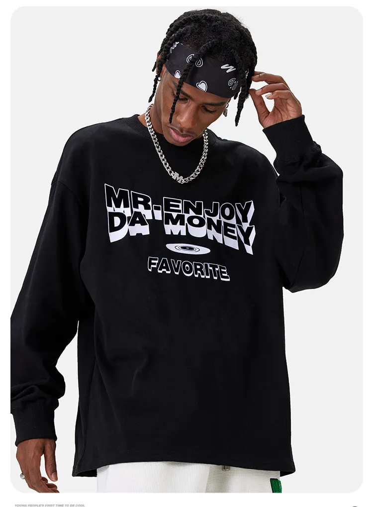 MR. ENJOY DA MONEY  |Unisex Street Style Long Sleeves Cotton Long Sleeve T-shirt