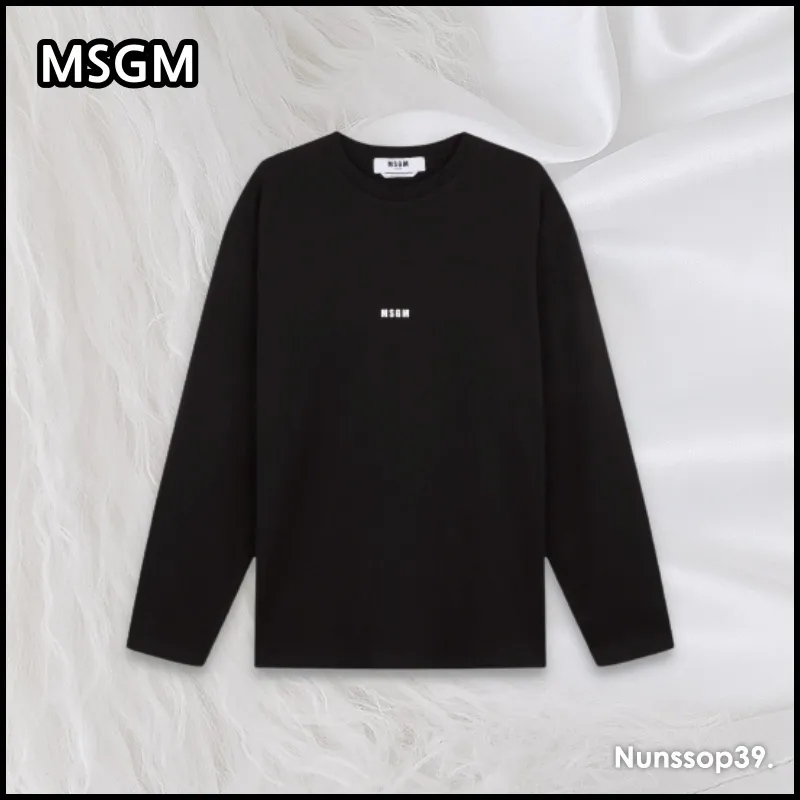 MSGM  |Crew Neck Street Style Long Sleeves Plain Cotton