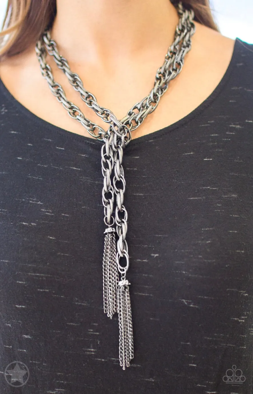 Paparazzi Accessories - SCARFed For Attention - Gunmetal Necklace