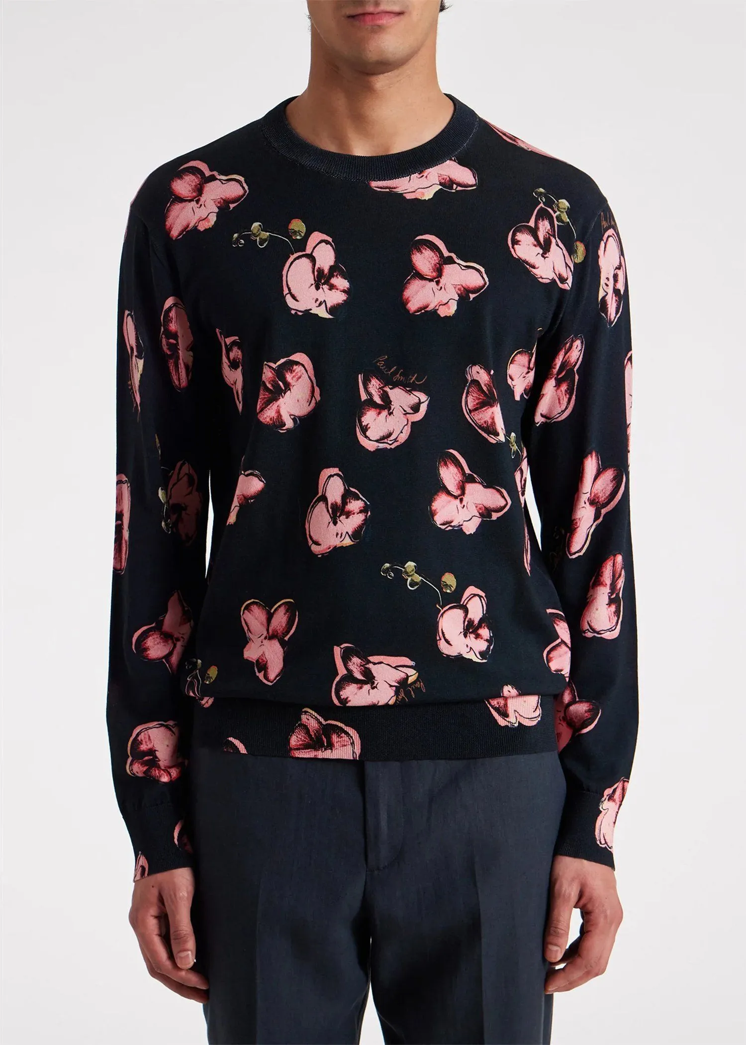 Paul Smith  |Crew Neck Pullovers Flower Patterns Street Style