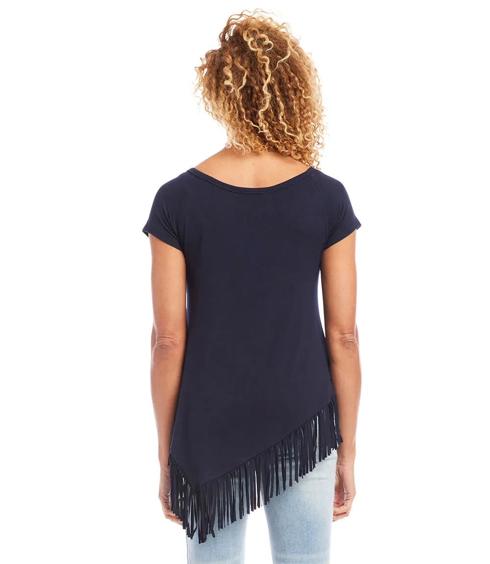 Petite Size Angled Fringe Top