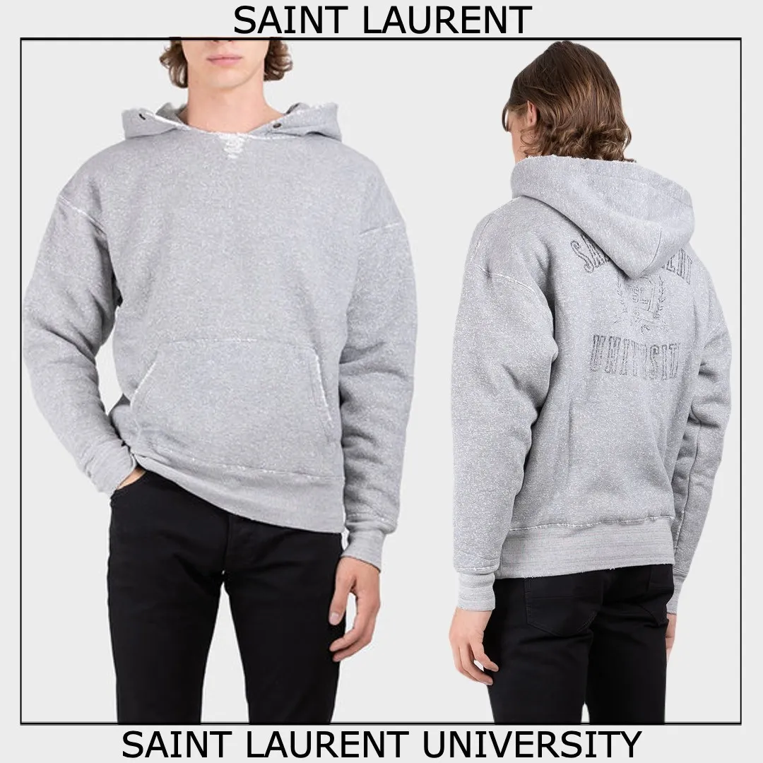 Saint Laurent  |Pullovers Street Style Long Sleeves Cotton Logo Luxury