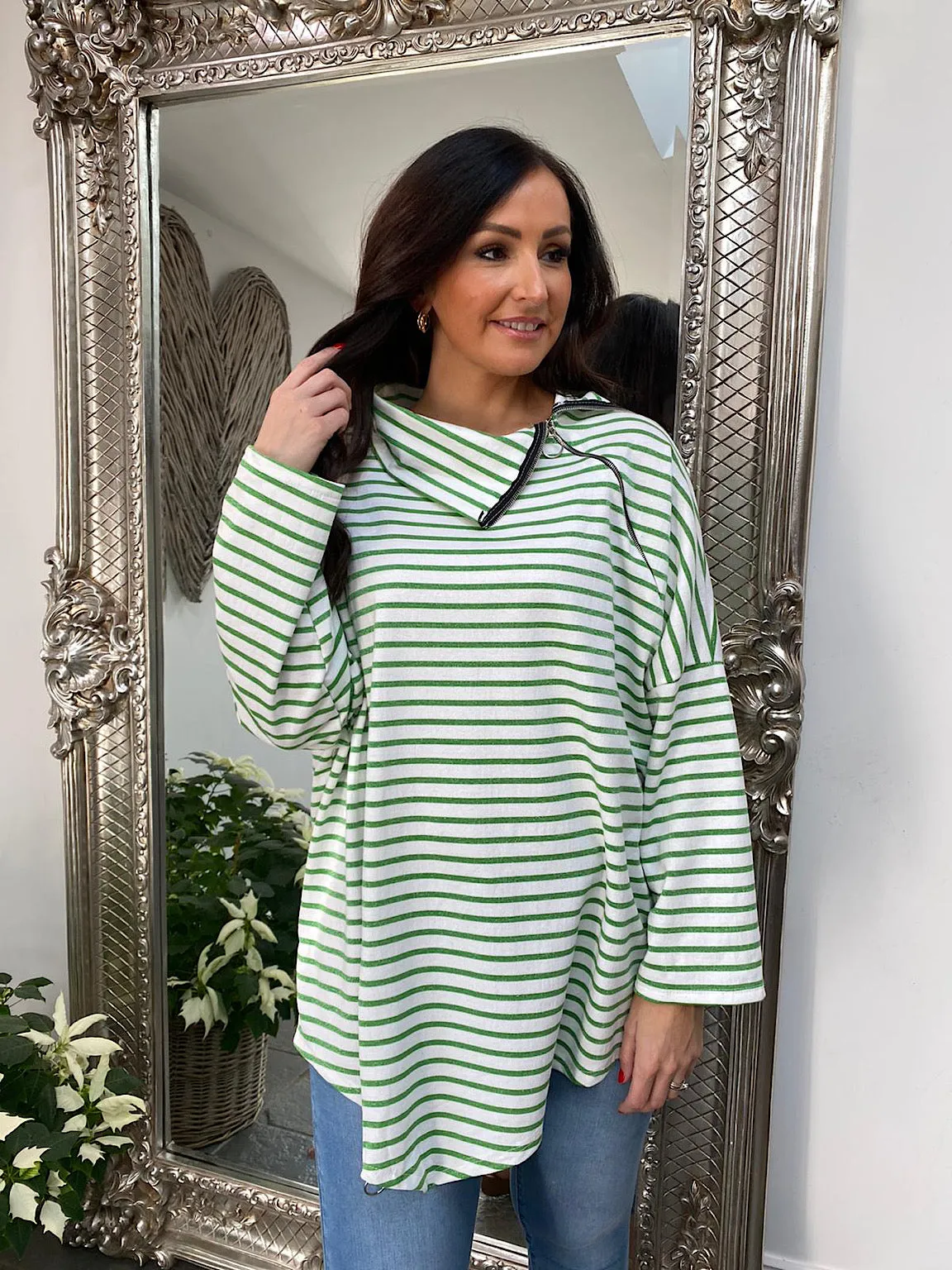 Shimmer Stripe Zip Top Rio