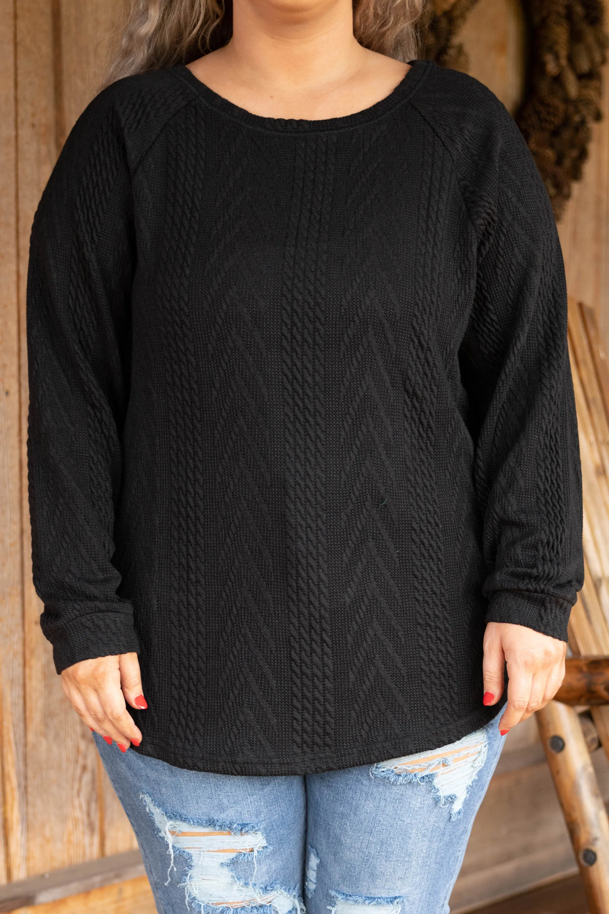 Slouchy Cableknit, Black