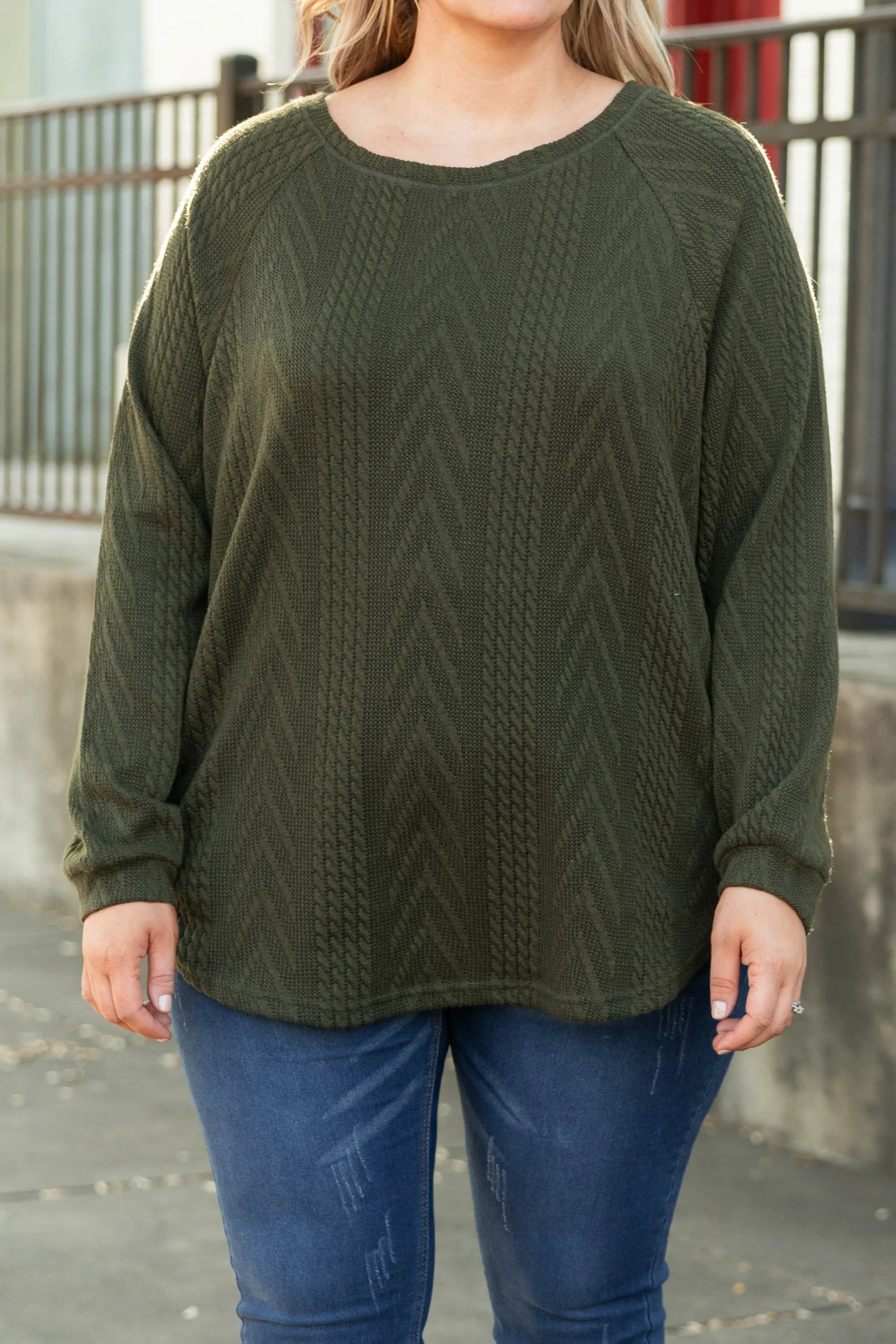 Slouchy Cableknit, Dark Olive