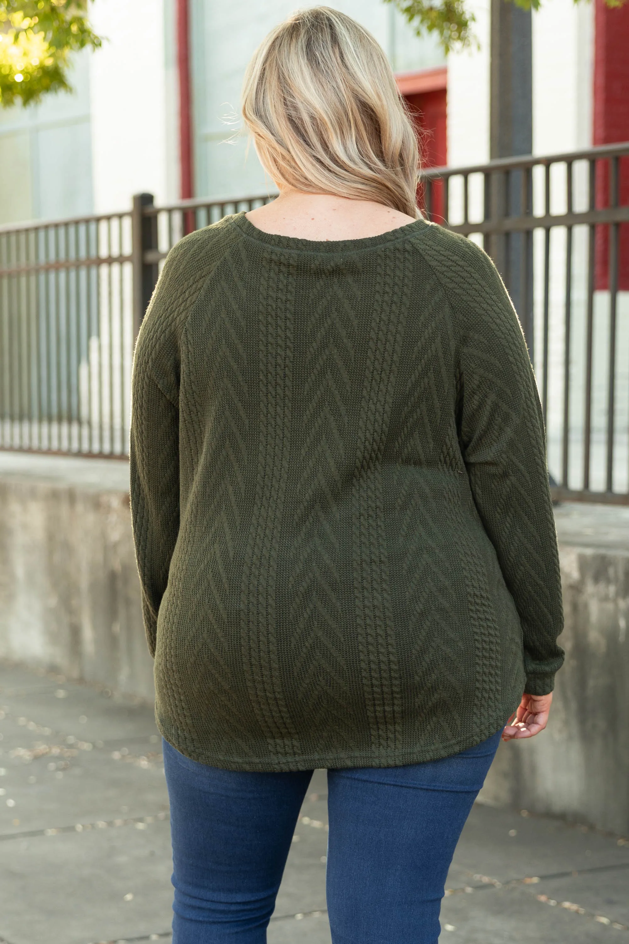 Slouchy Cableknit, Dark Olive